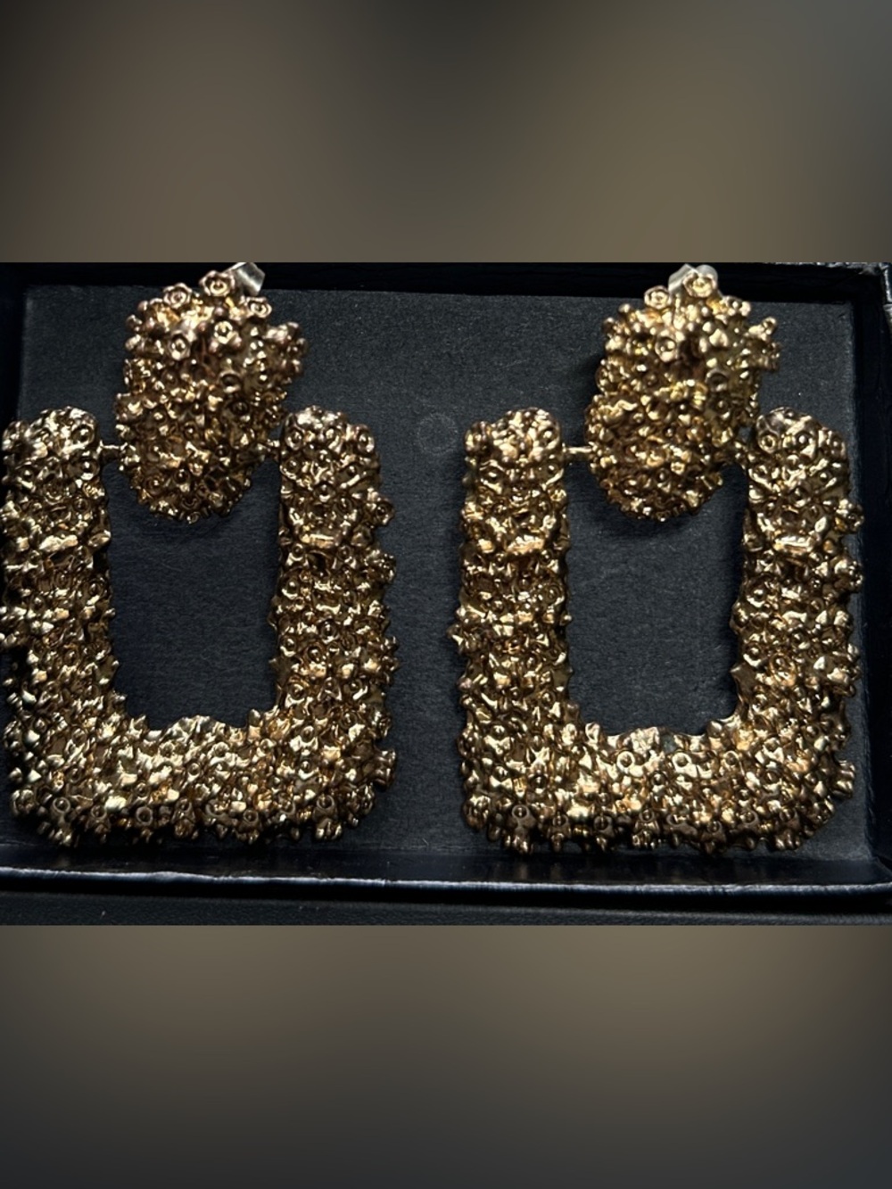 Gold Textured Statement Hoop Earrings